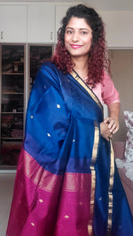 Load image into Gallery viewer, Maheshwari Silk Cotton Saree - Royal Blue
