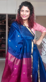 Load image into Gallery viewer, Maheshwari Silk Cotton Saree - Royal Blue
