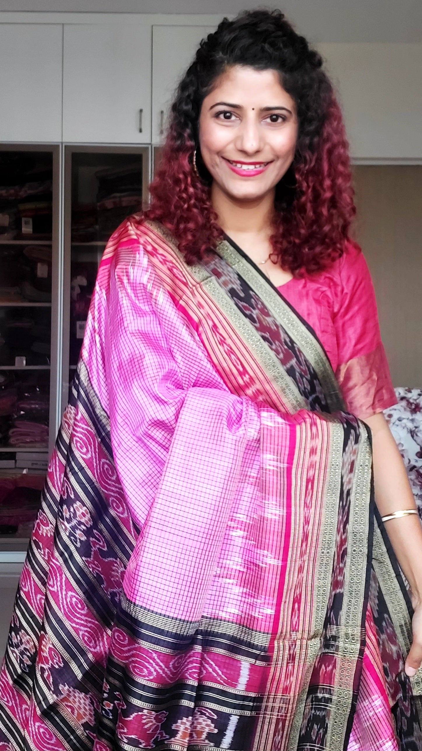 Sachipaar Khandua Silk Saree: Pink