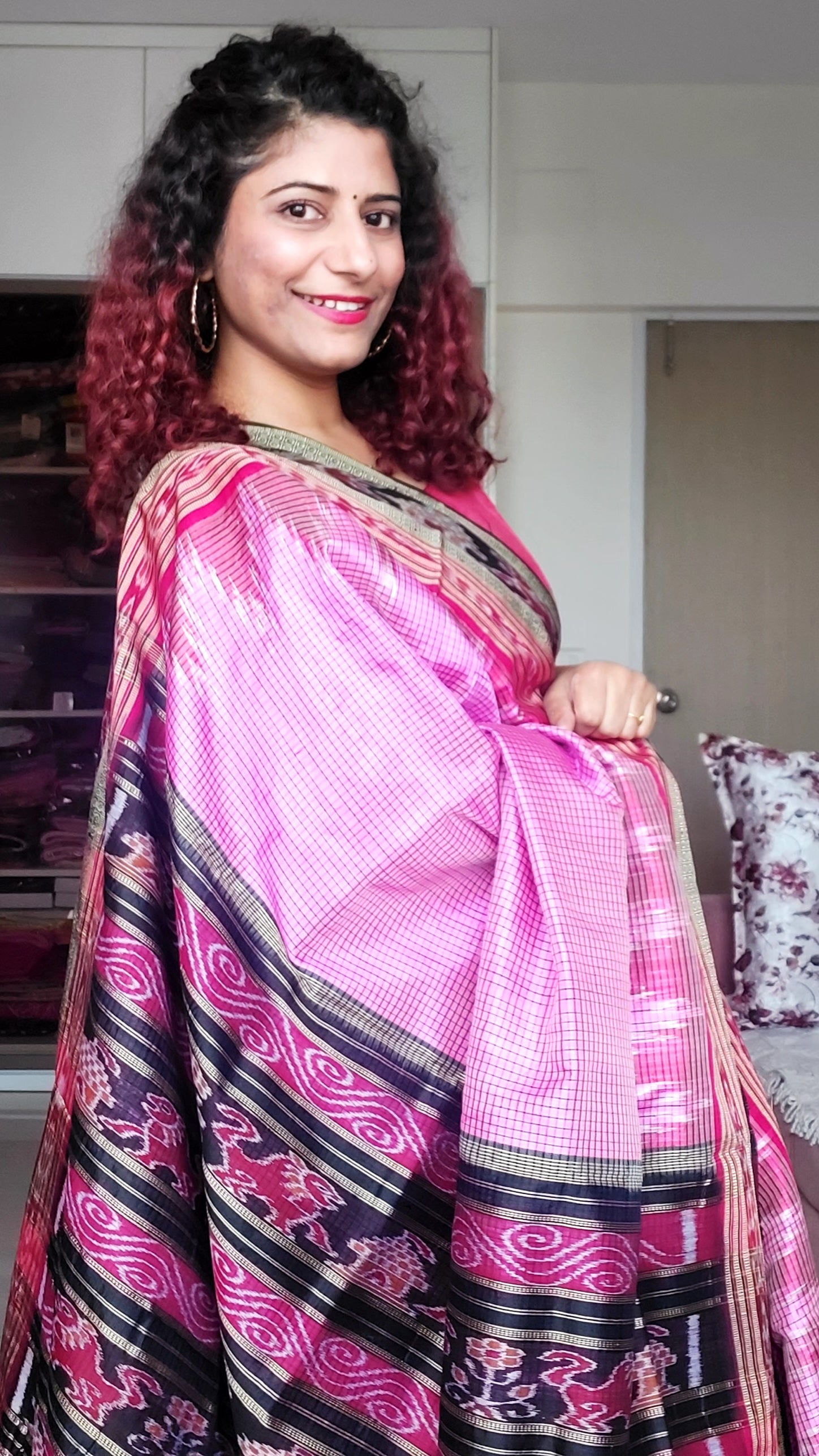 Sachipaar Khandua Silk Saree: Pink