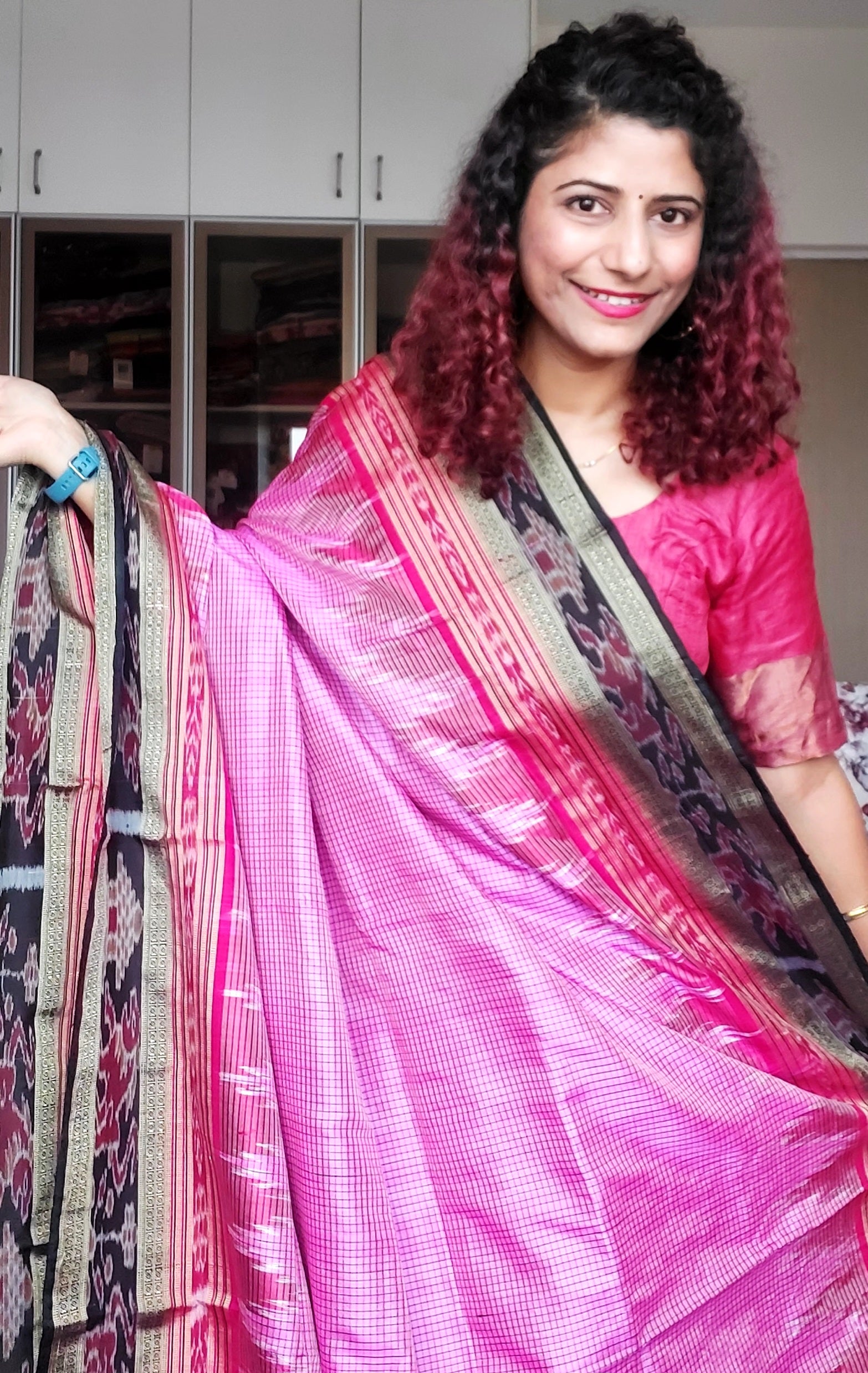 Sachipaar Khandua Silk Saree: Pink