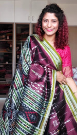 Load image into Gallery viewer, Odisha Ikkat Khandua Silk Saree- Coffee
