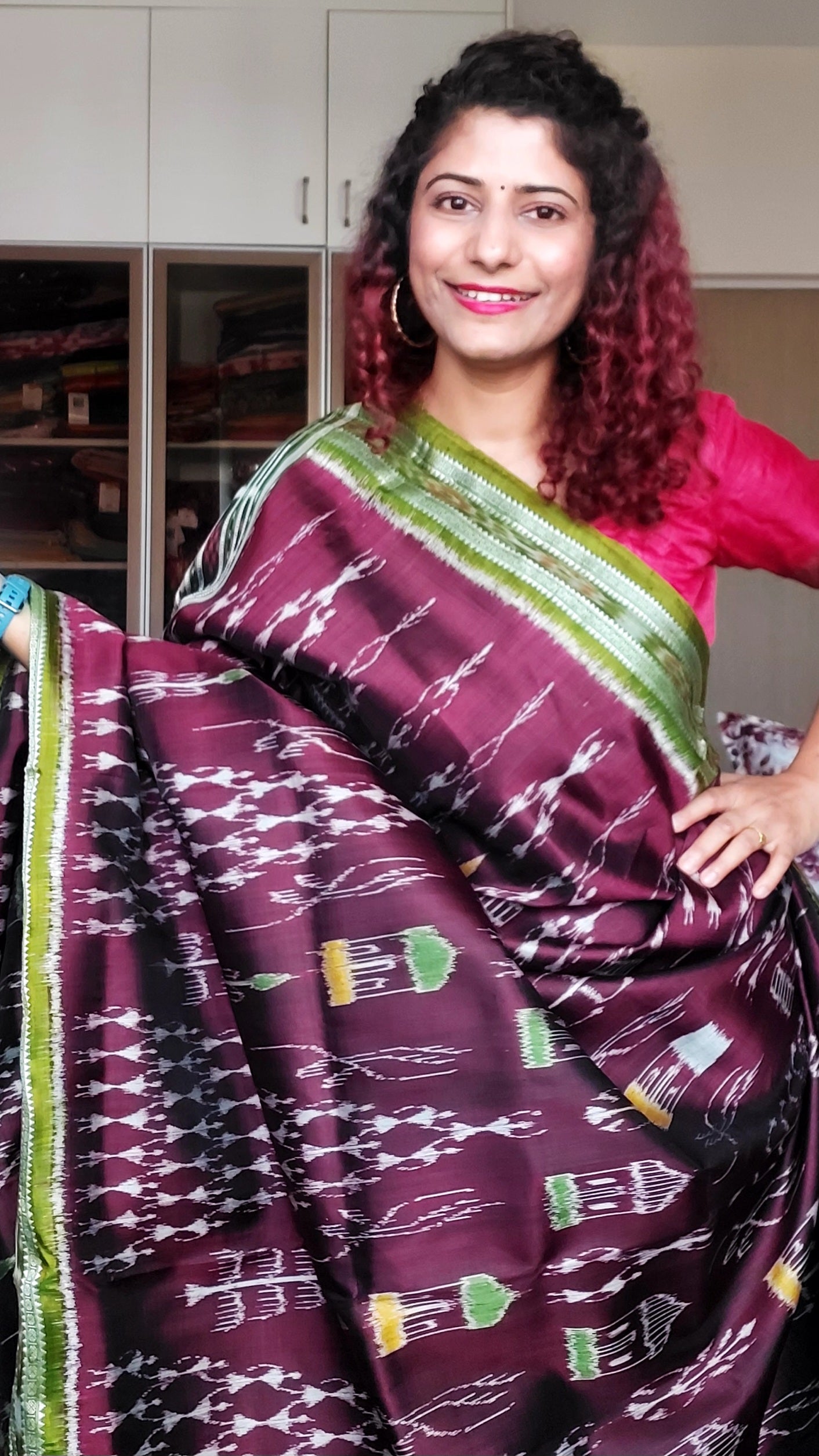 Odisha Ikkat Khandua Silk Saree- Coffee