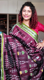 Load image into Gallery viewer, Odisha Ikkat Khandua Silk Saree- Coffee
