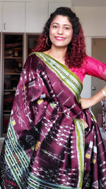 Load image into Gallery viewer, Odisha Ikkat Khandua Silk Saree- Coffee
