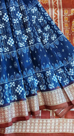 Load image into Gallery viewer, Sambalpuri Ikkat Pure Silk Pata Saree- Navy Blue
