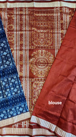 Load image into Gallery viewer, Sambalpuri Ikkat Pure Silk Pata Saree- Navy Blue
