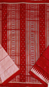 Ek Phulia Bomkei Pure Silk Pata Saree- Red