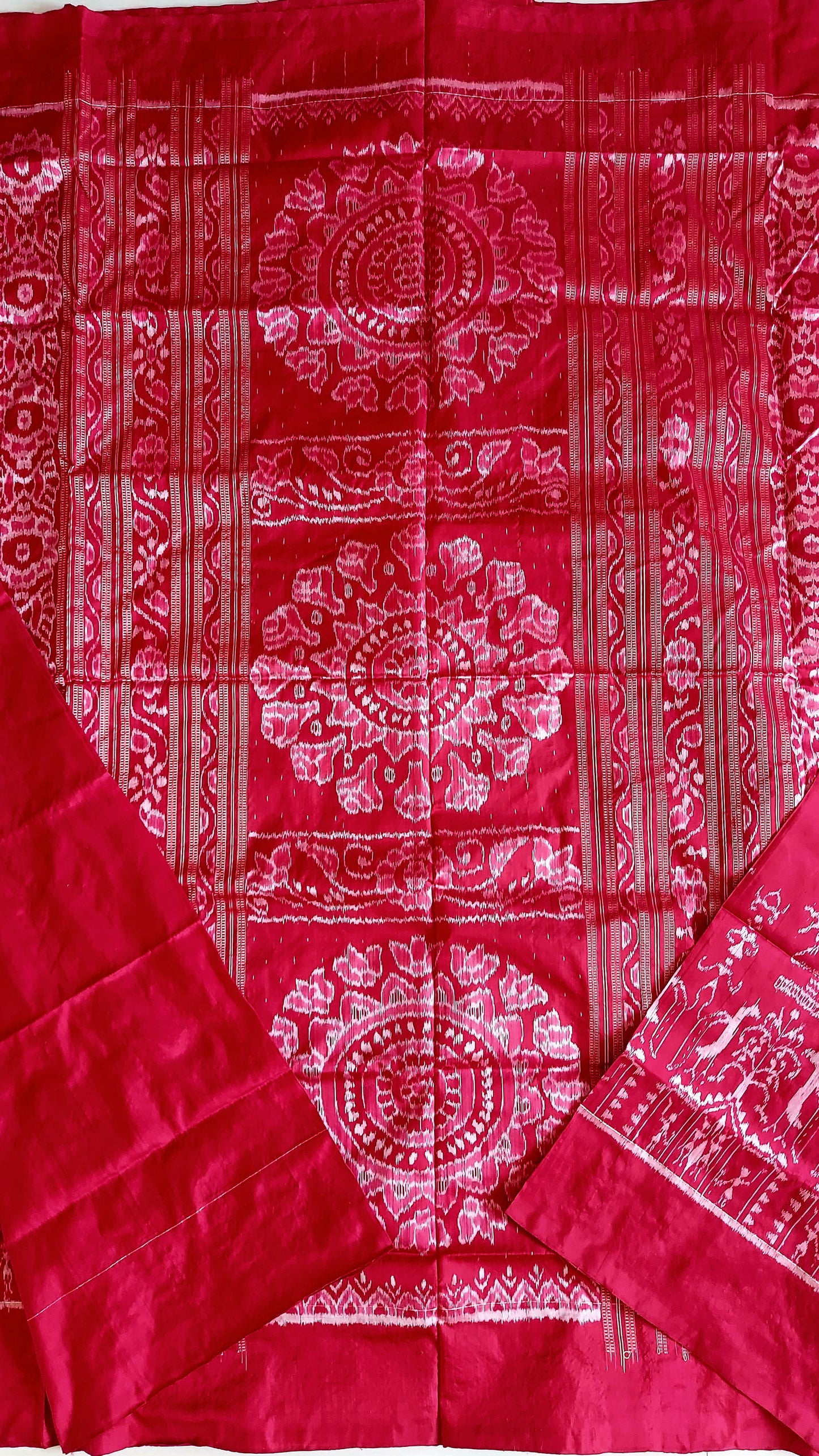 Sambalpuri Ikkat Pure Silk Pata Saree- Red