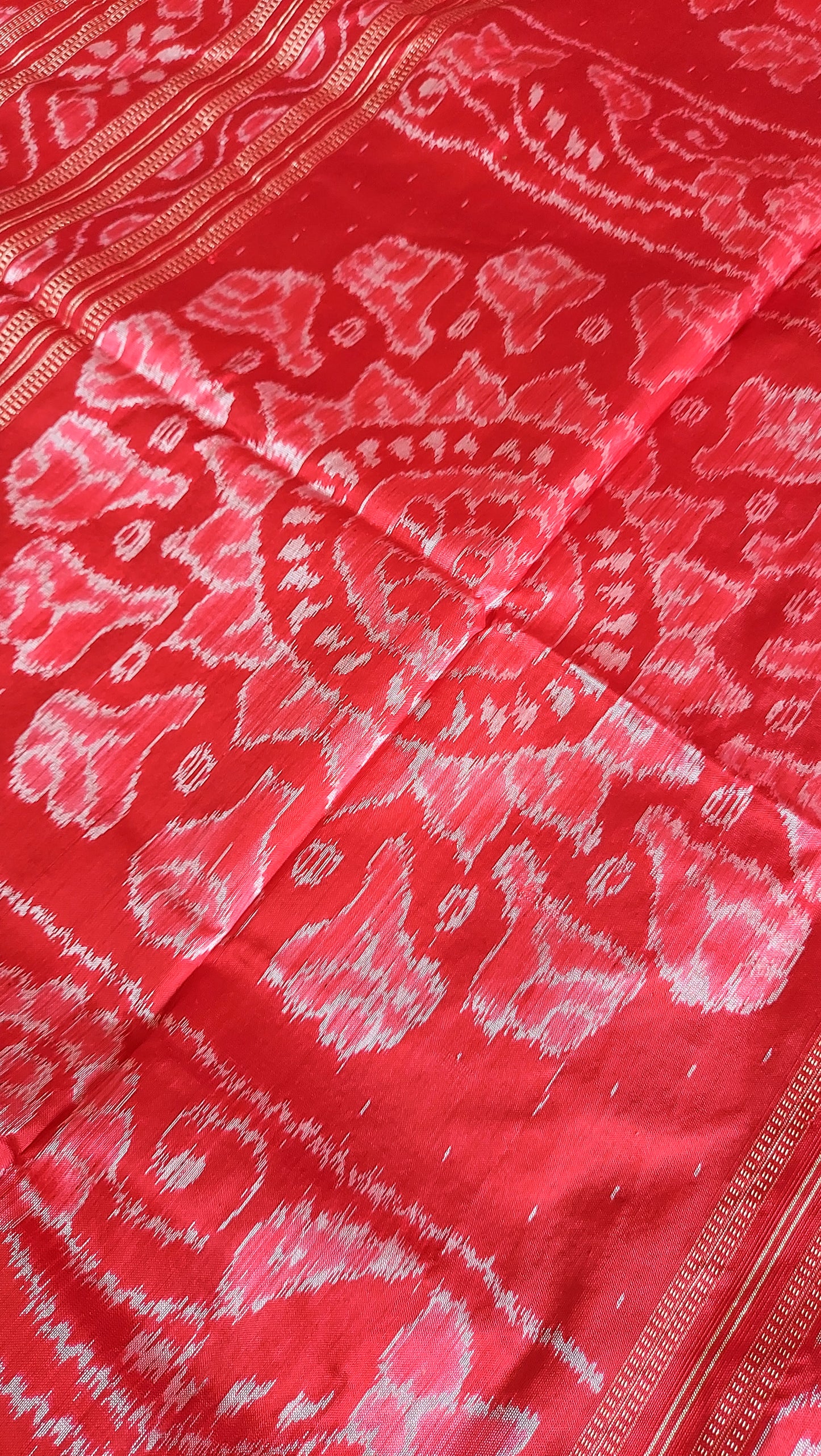 Sambalpuri Ikkat Pure Silk Pata Saree- Red