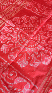 Sambalpuri Ikkat Pure Silk Pata Saree- Red