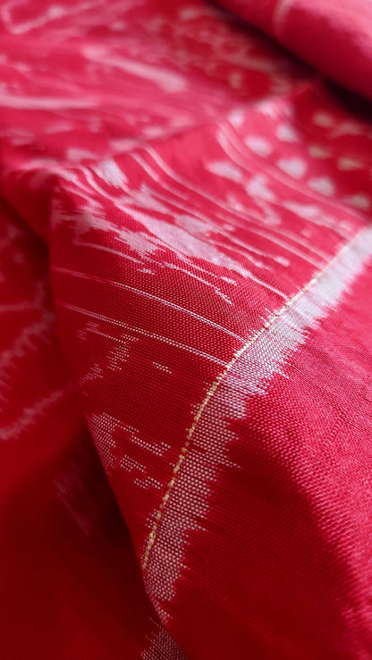 Sambalpuri Ikkat Pure Silk Pata Saree- Red