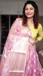 Load image into Gallery viewer, Semi Organza Banarasi Saree- Pink
