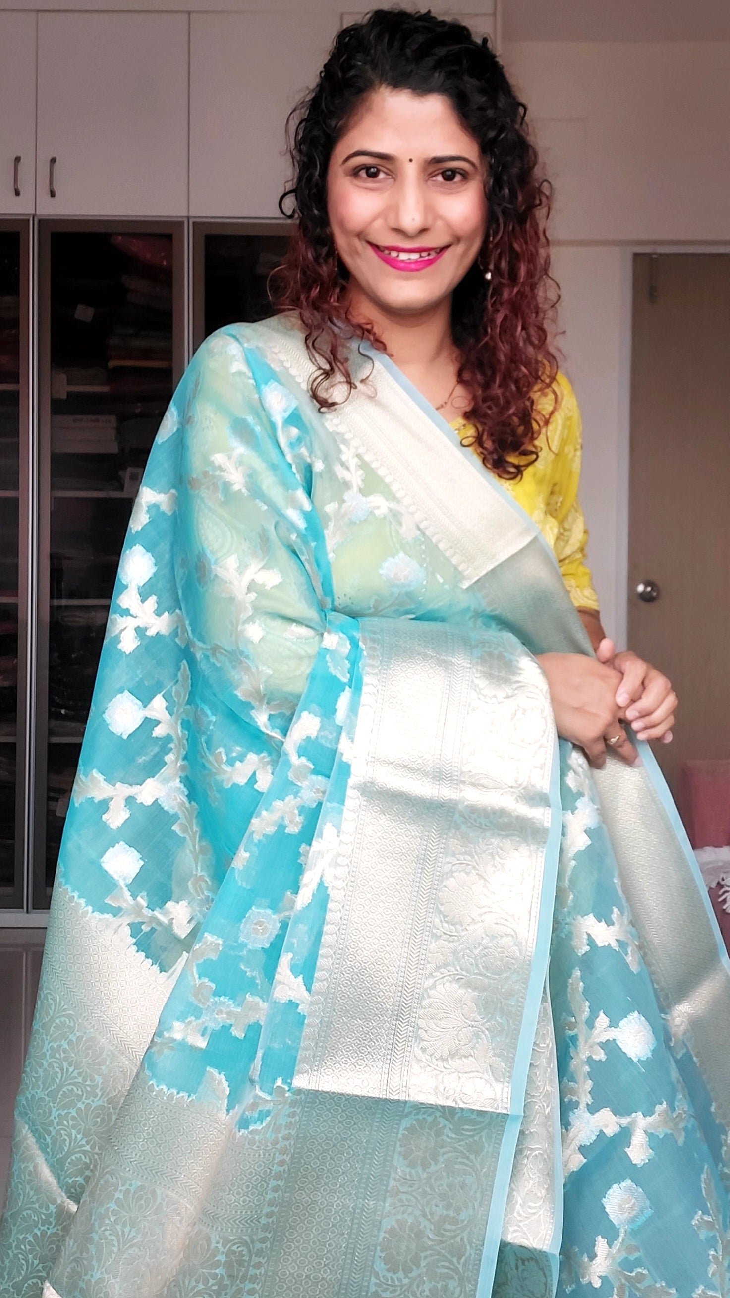 Tisha Sky Blue Banarasi Saree – Zariknyaa