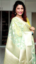 Load image into Gallery viewer, Semi Organza Banarasi Saree- Pista Green
