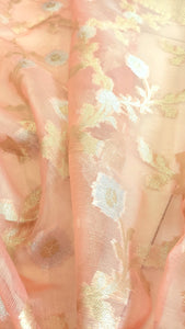 Semi Organza Banarasi Saree- Peach