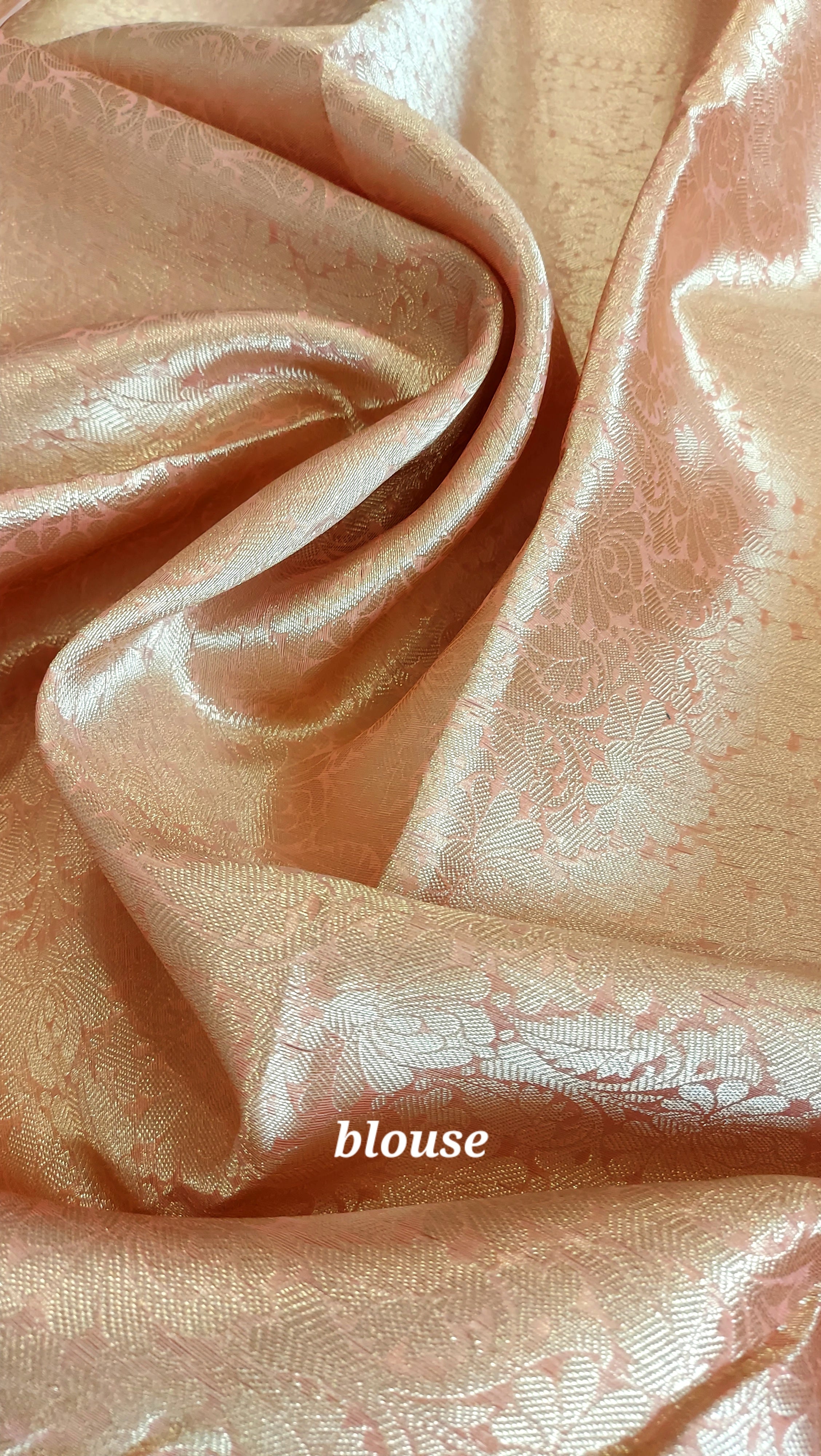 Semi Organza Banarasi Saree- Peach