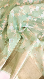 Load image into Gallery viewer, Semi Organza Banarasi Saree- Pista Green
