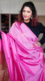 Load image into Gallery viewer, Handwoven Banana Pith Silk Saree- Pink &amp; Tussar
