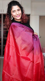 Load image into Gallery viewer, Handwoven Banana Pith Silk Saree- Striped Burgundy
