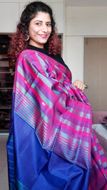 Load image into Gallery viewer, Handwoven Banana Pith Silk Saree- Striped Body Pink
