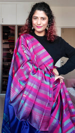 Load image into Gallery viewer, Handwoven Banana Pith Silk Saree- Striped Body Pink
