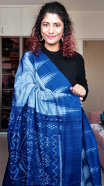 Load image into Gallery viewer, Kargil Cotton Saree- Grey Indigo
