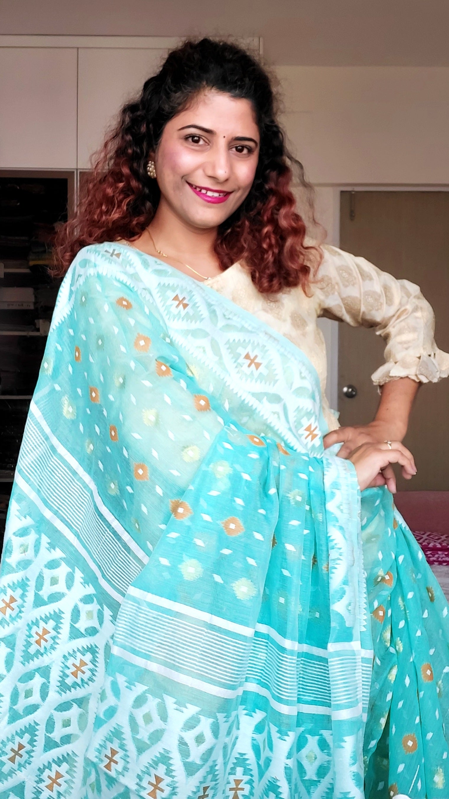 Blended Resham Jamdani- Sea Green