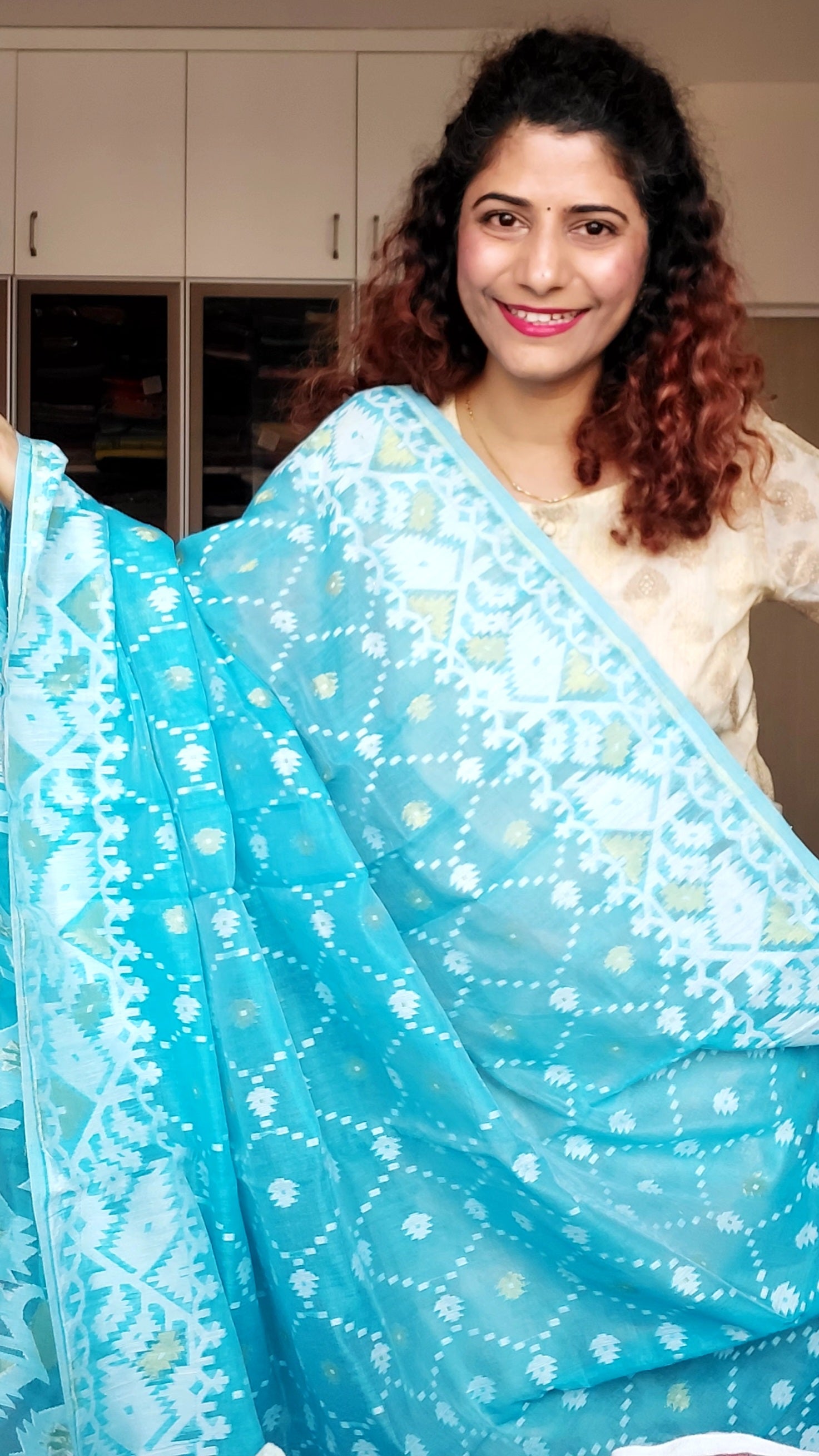 Blended Resham Jamdani- Sky Blue