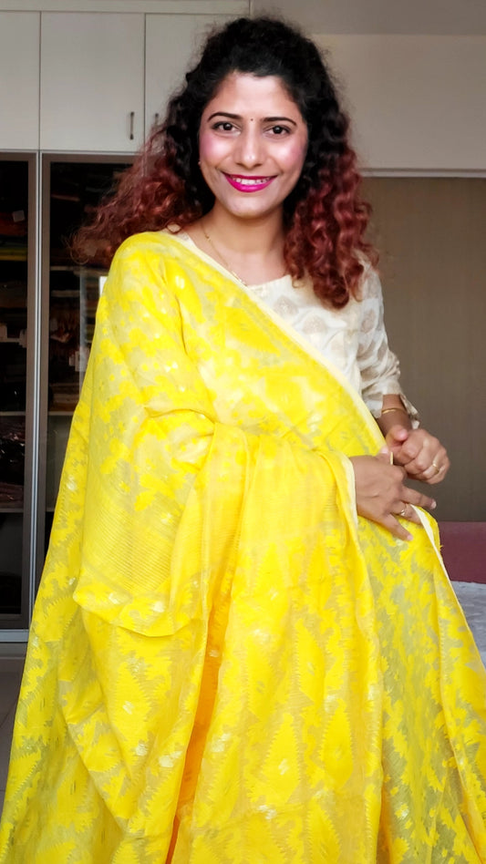 Blended Resham Jamdani- Yellow