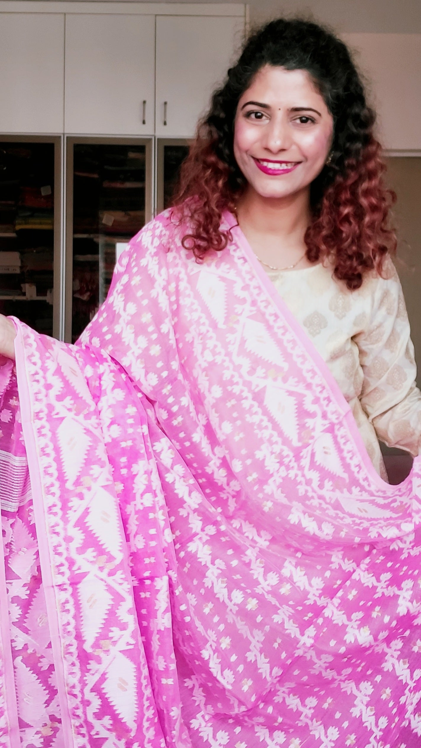 Blended Resham Jamdani- Bubblegum Pink