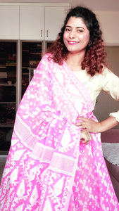 Blended Resham Jamdani- Bubblegum Pink