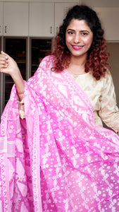 Blended Resham Jamdani- Bubblegum Pink