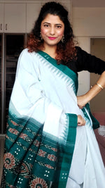 Load image into Gallery viewer, Ek Phulia Cotton Saree-White Green
