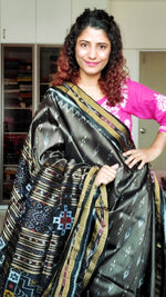 Load image into Gallery viewer, Odisha Ikkat Khandua Silk Saree - Mayura Chandrika-Dark Olive
