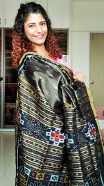 Load image into Gallery viewer, Odisha Ikkat Khandua Silk Saree - Mayura Chandrika-Dark Olive
