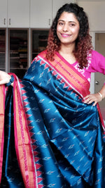 Load image into Gallery viewer, Odisha Ikkat Khandua Silk Saree - Mayura Chandrika- Teal
