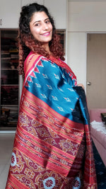 Load image into Gallery viewer, Odisha Ikkat Khandua Silk Saree - Mayura Chandrika- Teal
