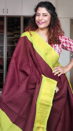 Load image into Gallery viewer, Madurai Sungudi Cotton Saree - Dark Coffee and Green
