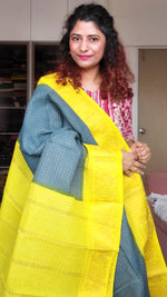 Load image into Gallery viewer, Madurai Sungudi Cotton Saree - Grey and Yellow
