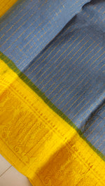 Load image into Gallery viewer, Madurai Sungudi Cotton Saree - Grey and Yellow
