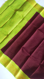 Load image into Gallery viewer, Madurai Sungudi Cotton Saree - Dark Coffee and Green
