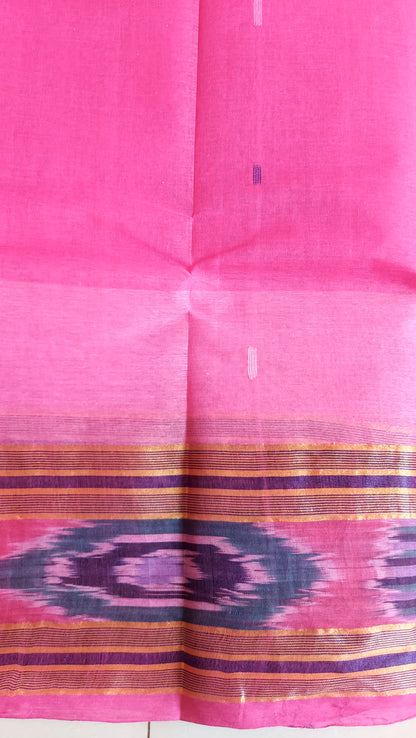 Bengal Tant Cotton Saree-Pink