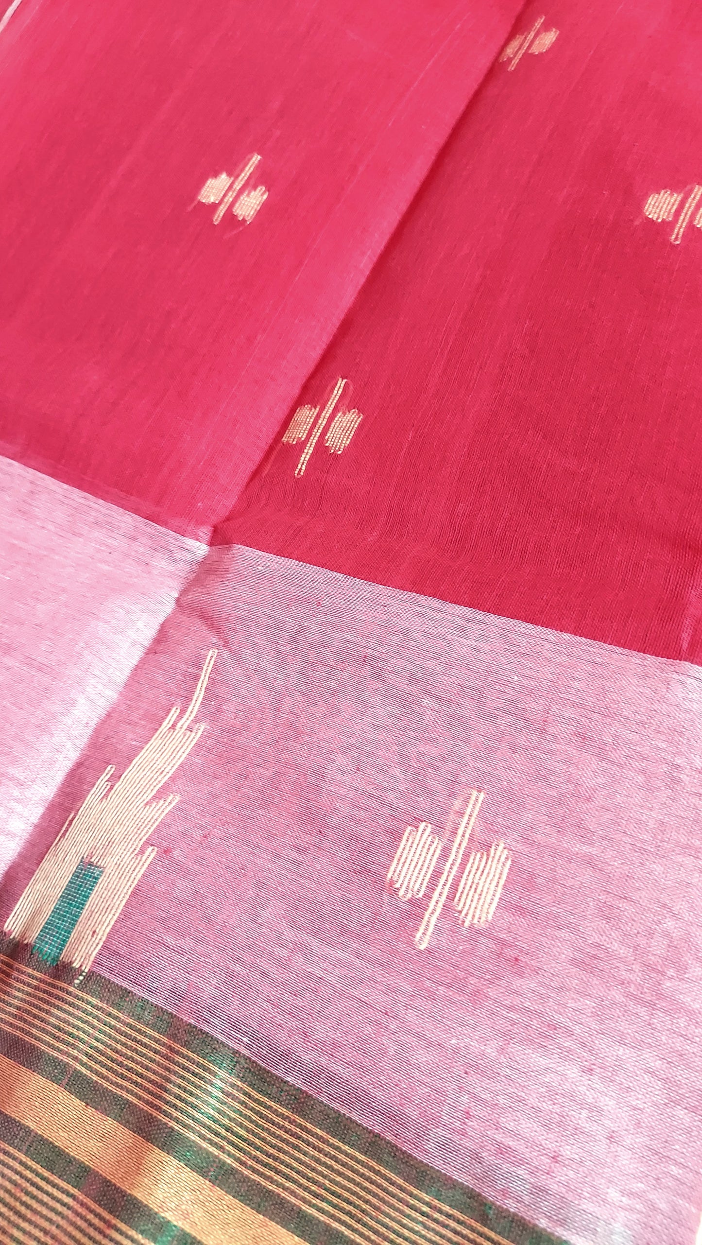 Bengal Tant Cotton Saree - Red