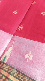 Load image into Gallery viewer, Bengal Tant Cotton Saree - Red
