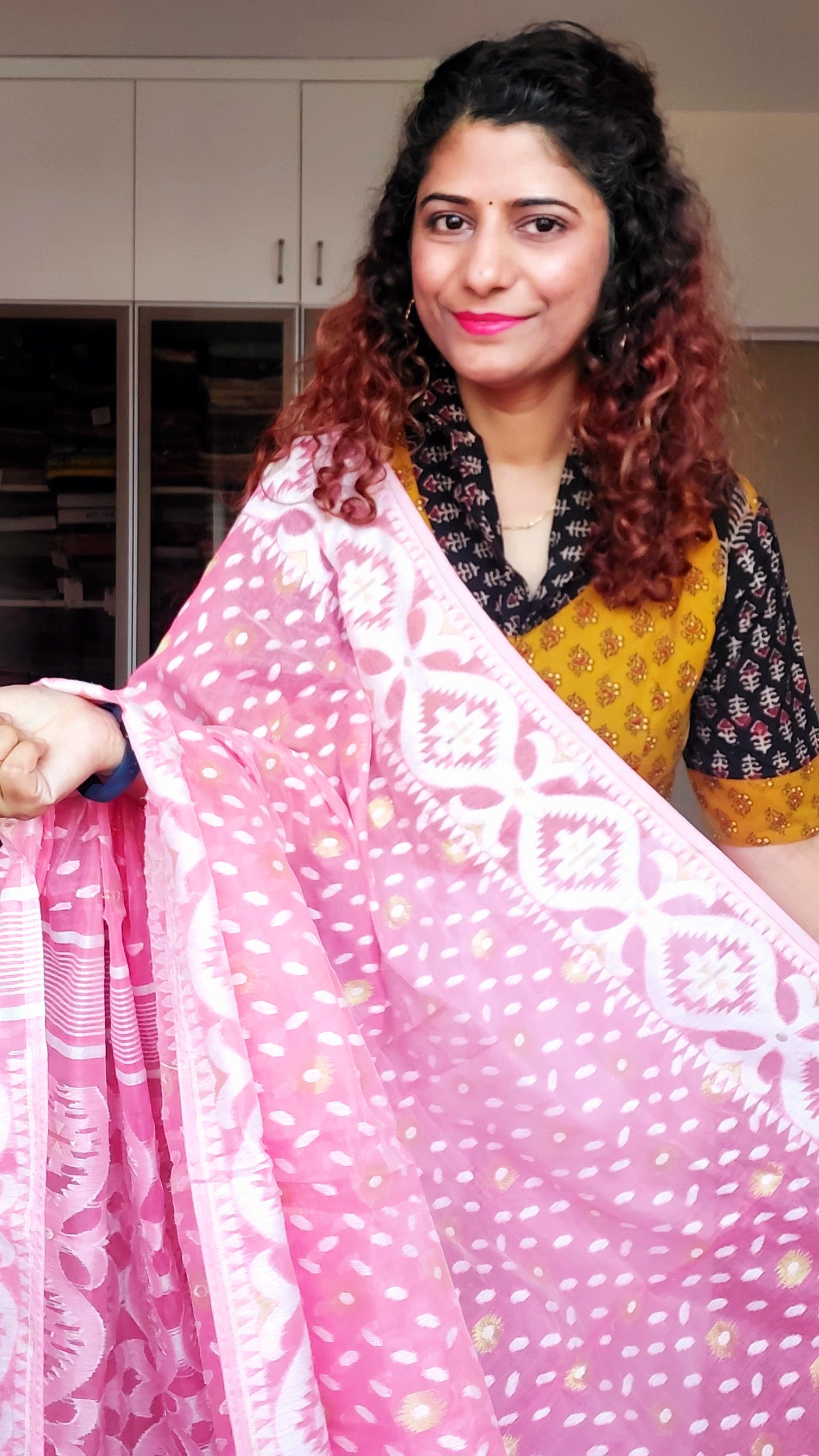 Blended Resham Jamdani- Candy Pink