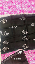 Load image into Gallery viewer, Murshidabad Pure Silk Sarees Hand block Print- Black Pink Patli Pallu
