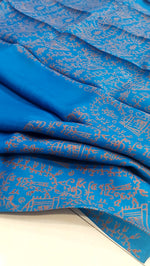 Load image into Gallery viewer, Murshidabad Pure Silk Sarees Hand block Print- Firozi
