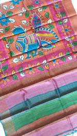 Load image into Gallery viewer, Pure Tussar Silk Saree With Hand Kalamkari- Multi Color
