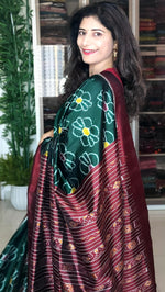 Load image into Gallery viewer, Odisha Ikkat Pure Silk Saree- Bottle Green
